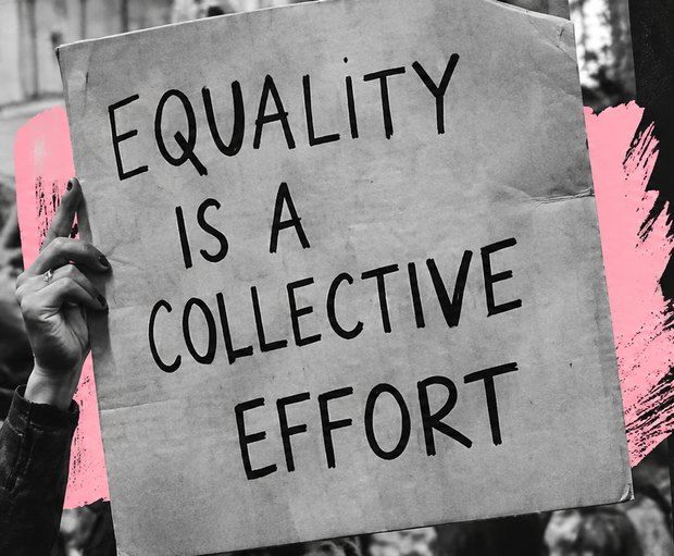 Protest sign that reads equality is a collective effort